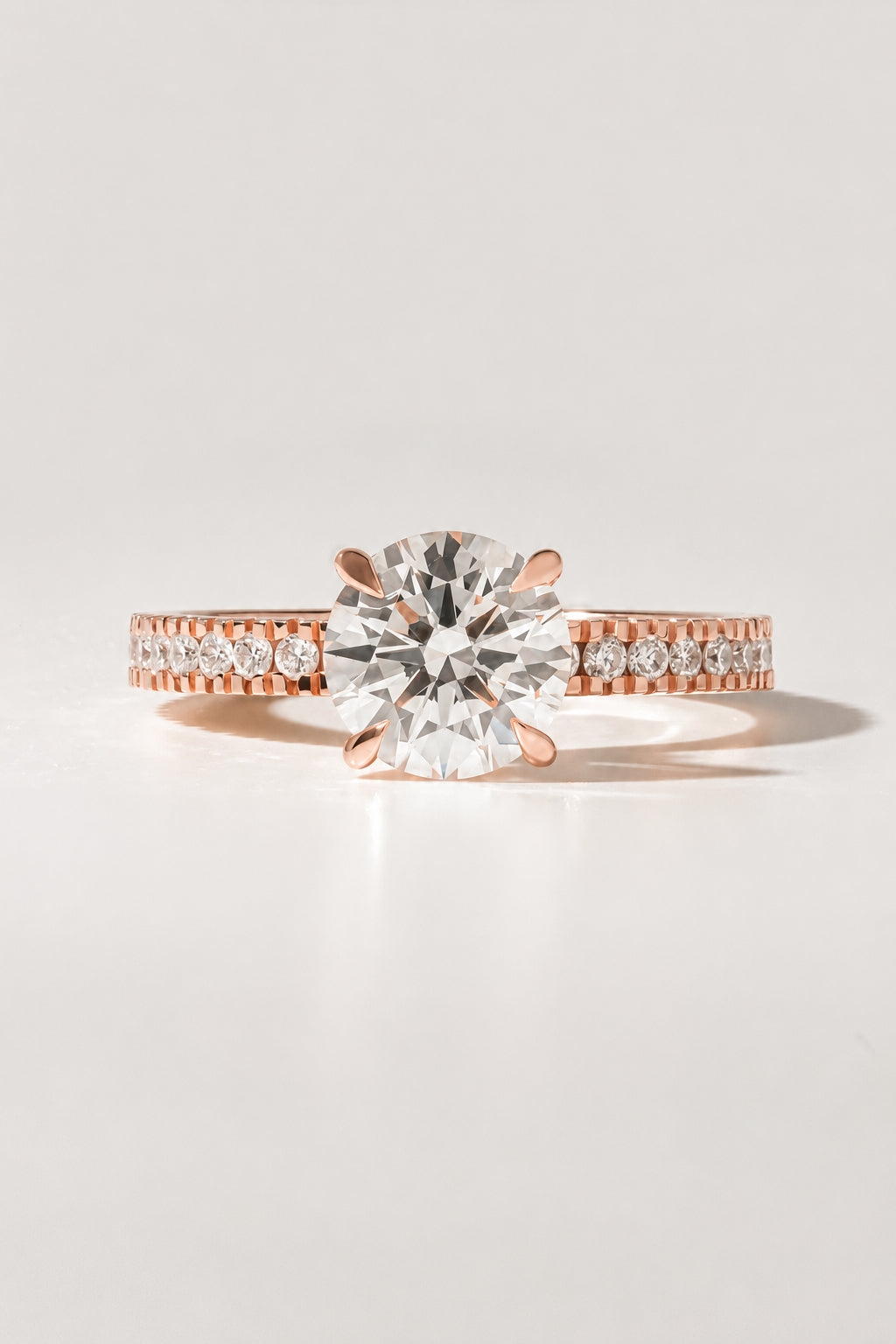 2.00 ct The Aurelia Round Pavé Ring 2ct Rose Gold