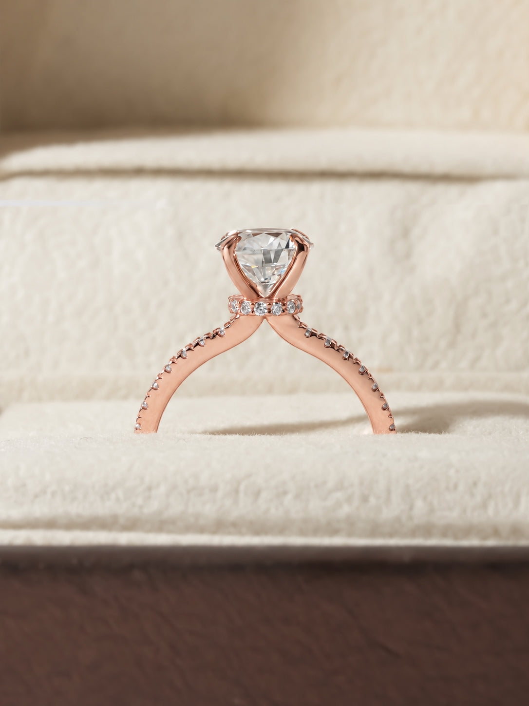 2.00 ct The Aurelia Round Pavé Ring 2ct Rose Gold