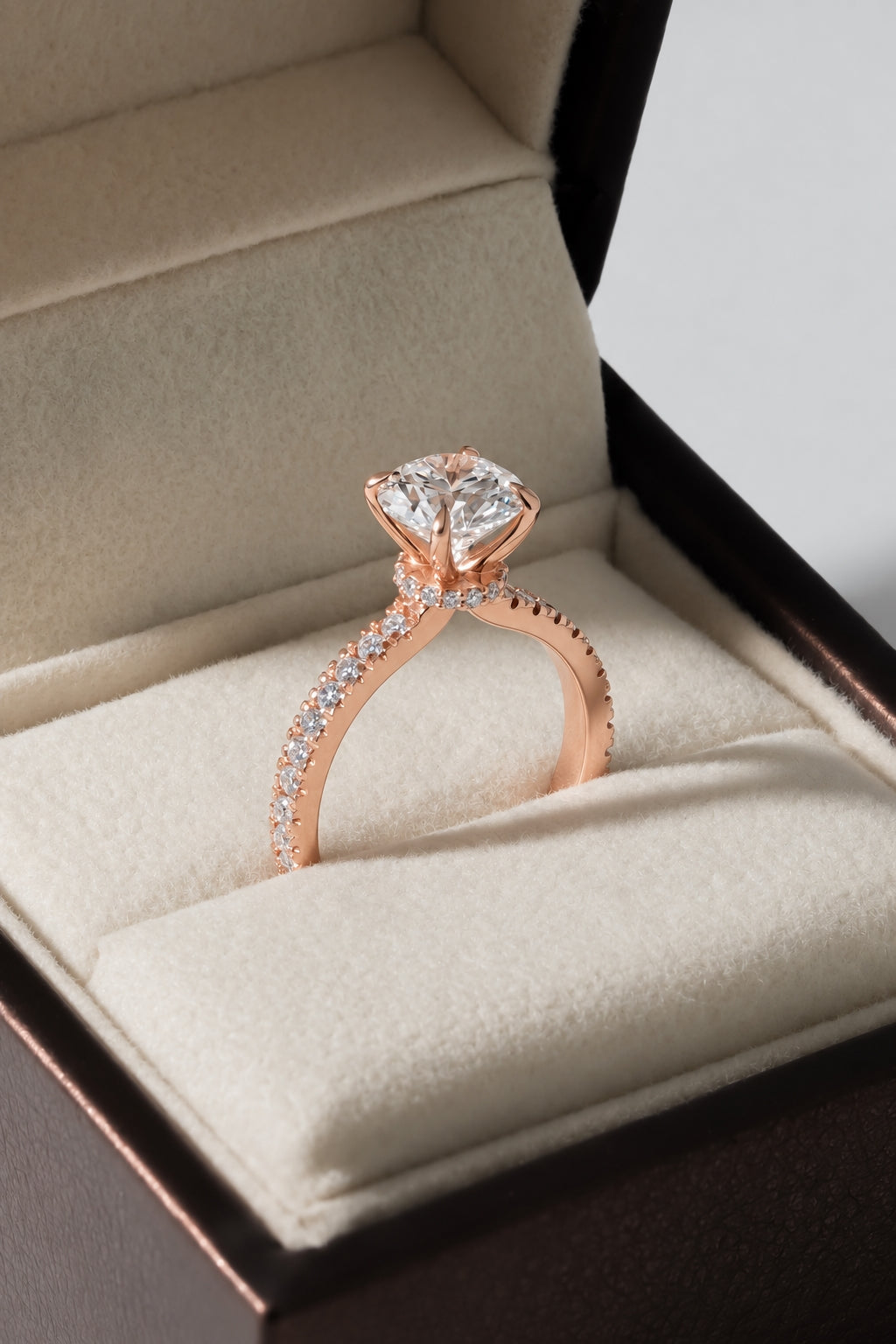 2.00 ct The Aurelia Round Pavé Ring 2ct Rose Gold