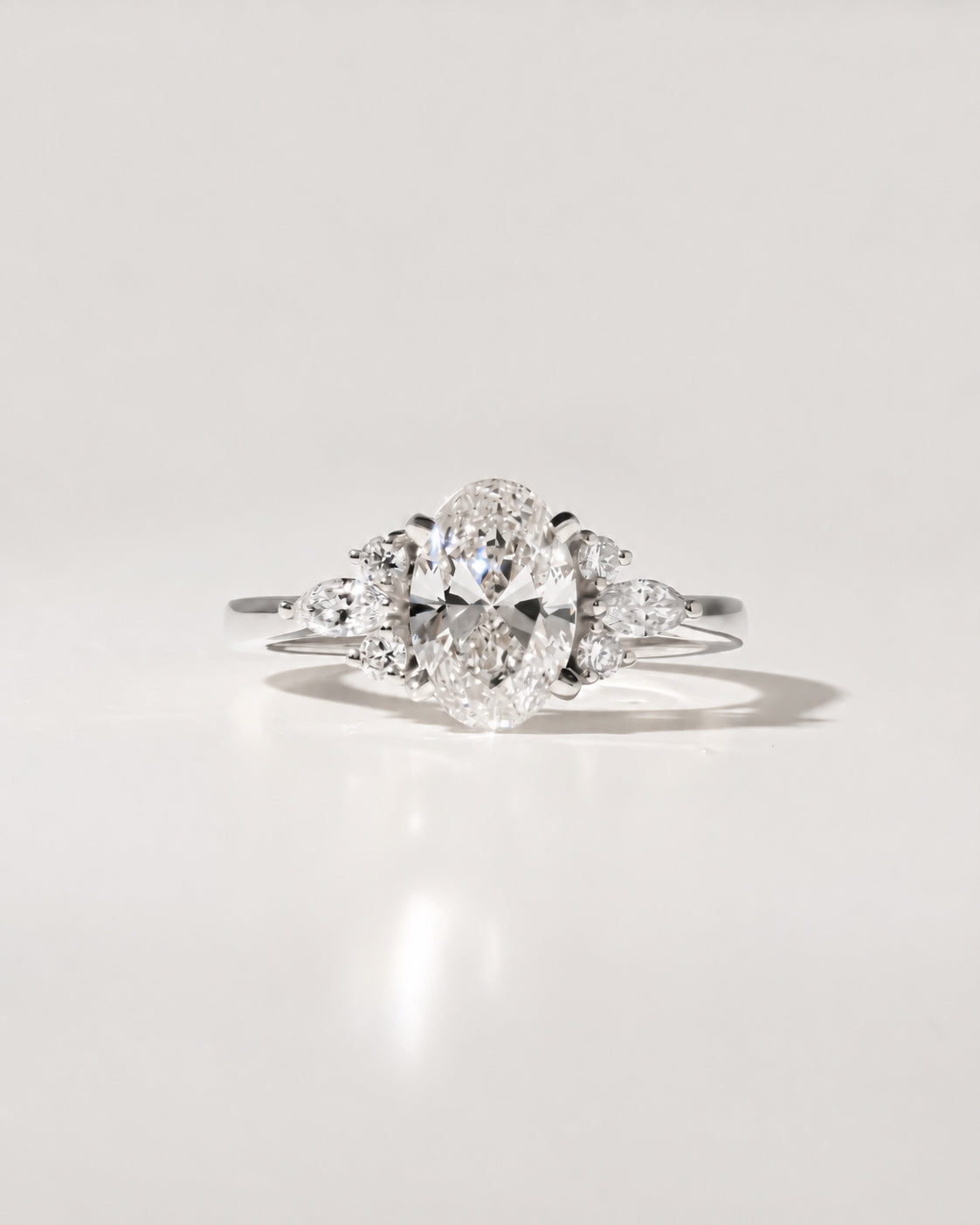 1.00 ct Oval Botanical Cluster Ring 1ct White Gold