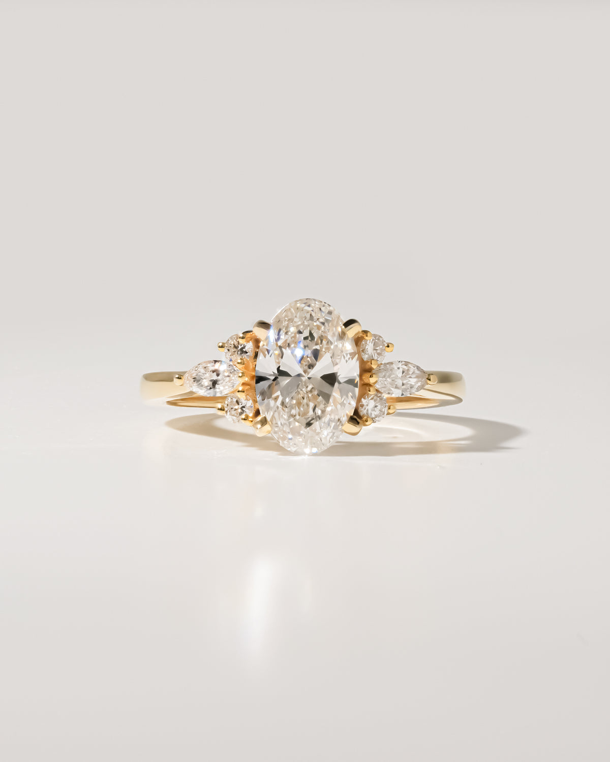 1.00 ct Oval Botanical Cluster Ring 1ct Yellow Gold