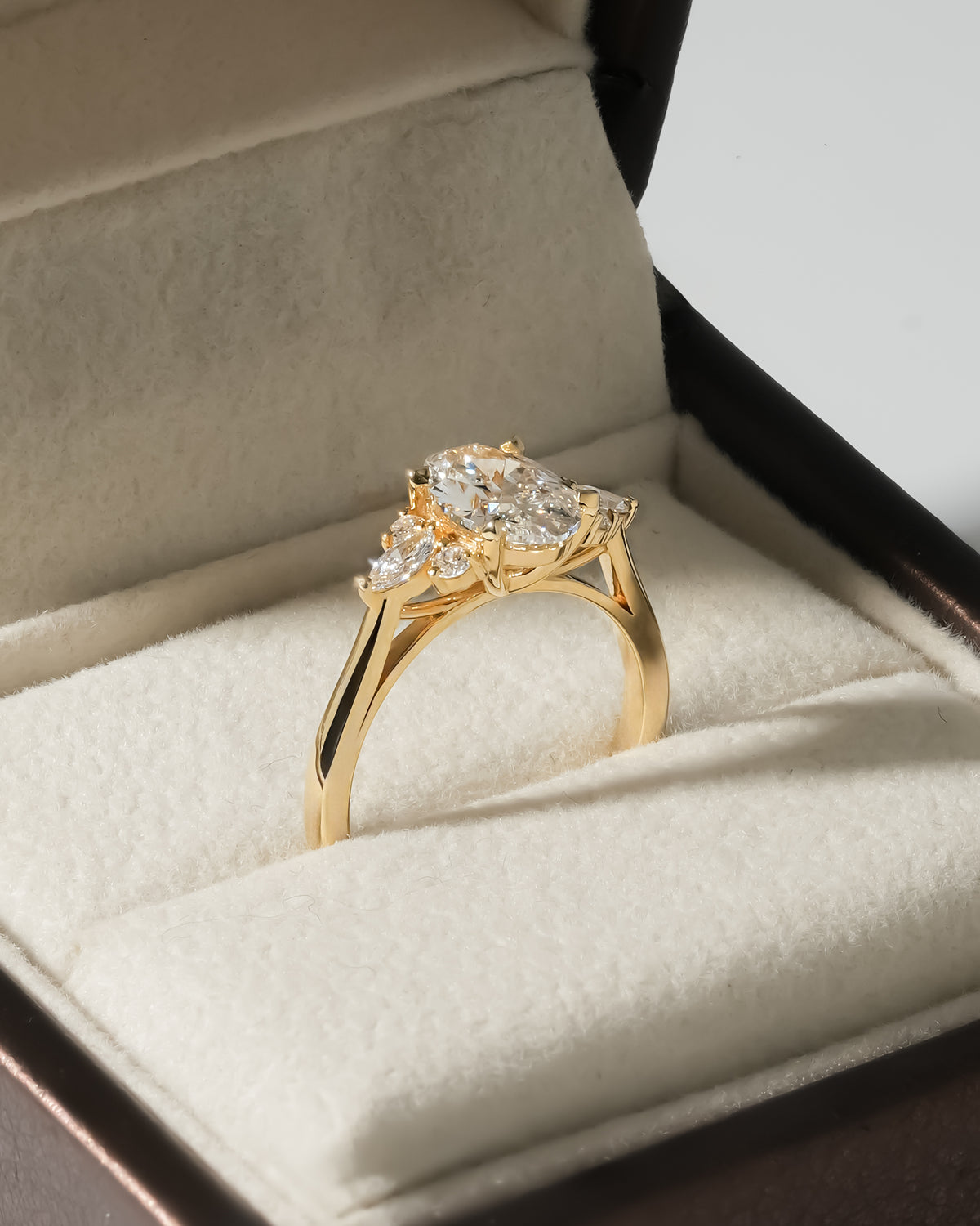 1.00 ct Oval Botanical Cluster Ring 1ct Yellow Gold