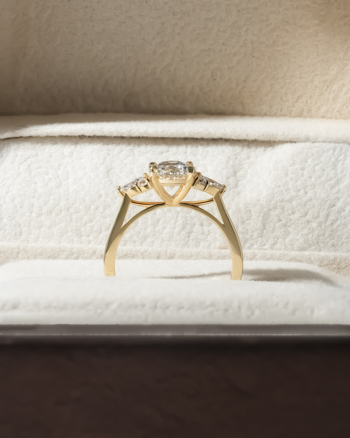 1.00 ct Oval Botanical Cluster Ring 1ct Yellow Gold