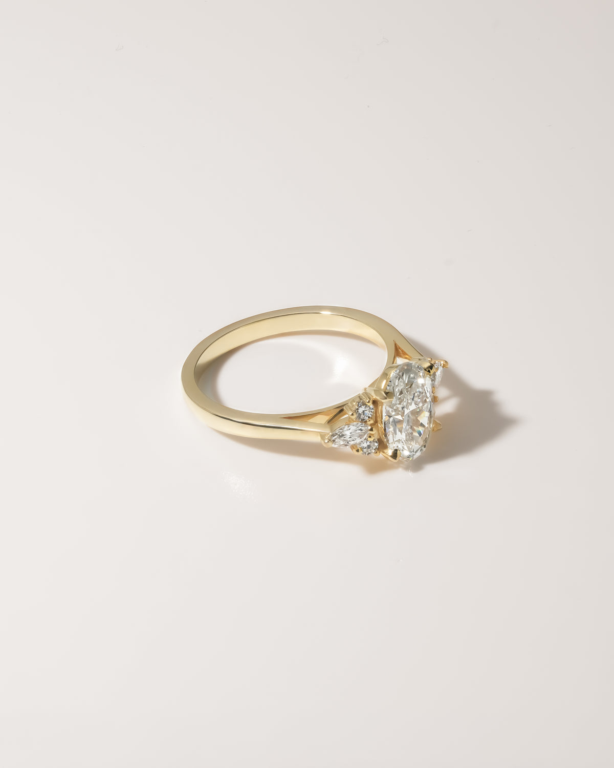 1.00 ct Oval Botanical Cluster Ring 1ct Yellow Gold