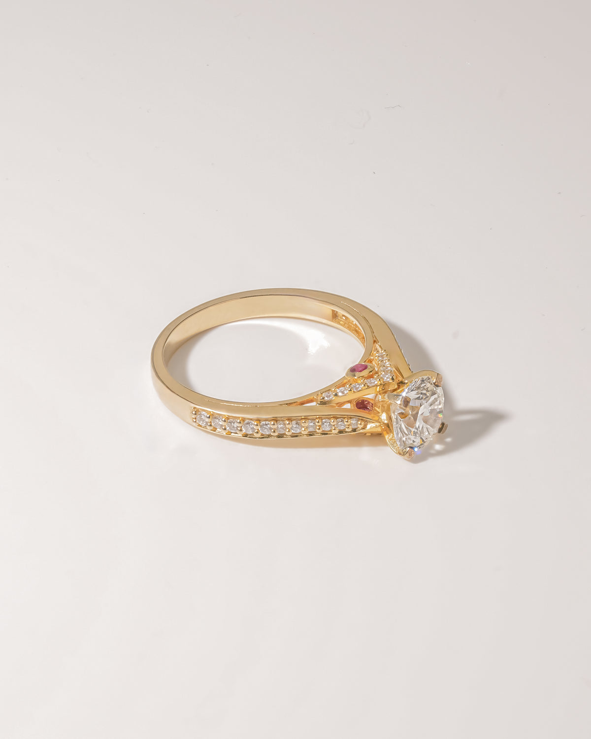 1.00 ct Round Diamond Vintage Pavé Ring 1ct Yellow Gold