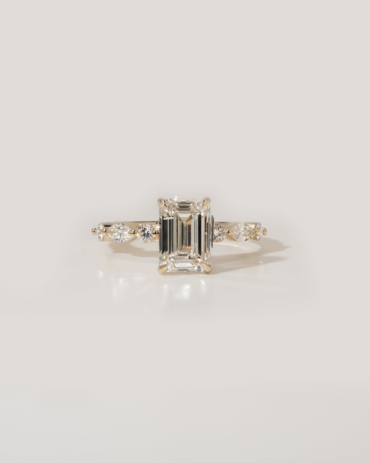 1.00 ct Emerald Cut Diamond Accent Ring 1ct White Gold
