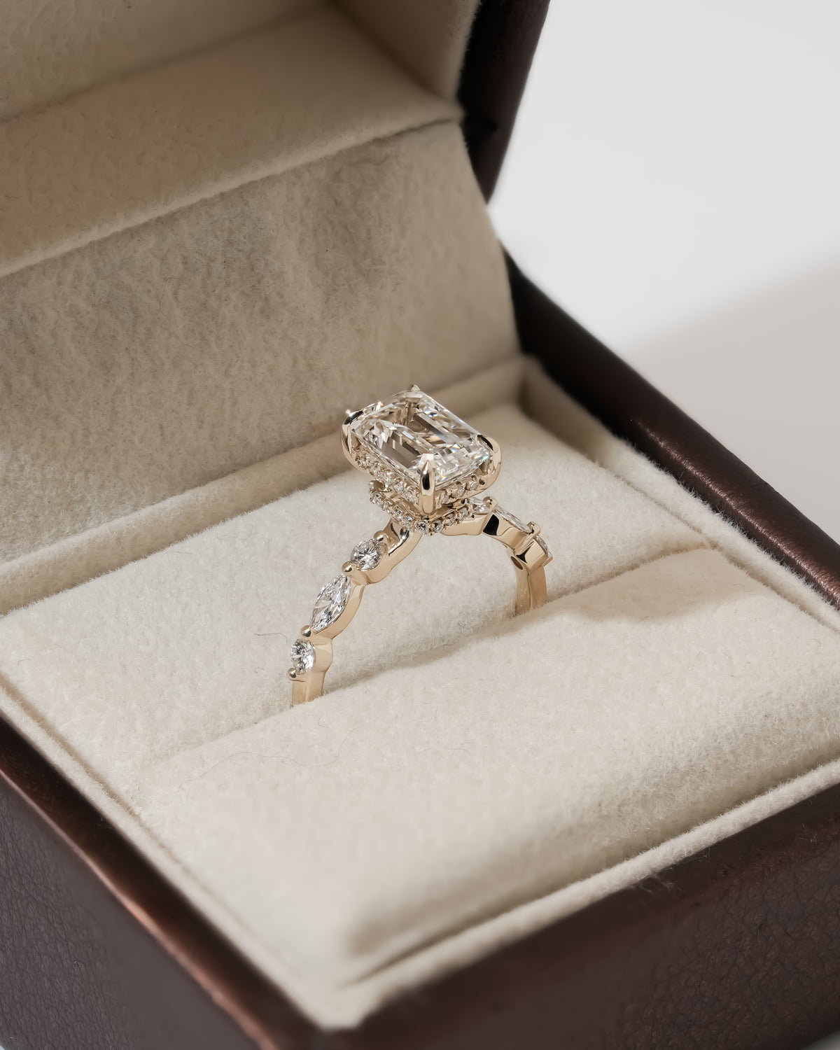 1.00 ct Emerald Cut Diamond Accent Ring 1ct White Gold