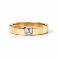 1.00 ct Asscher Cut Flush Set Band Ring Yellow Gold