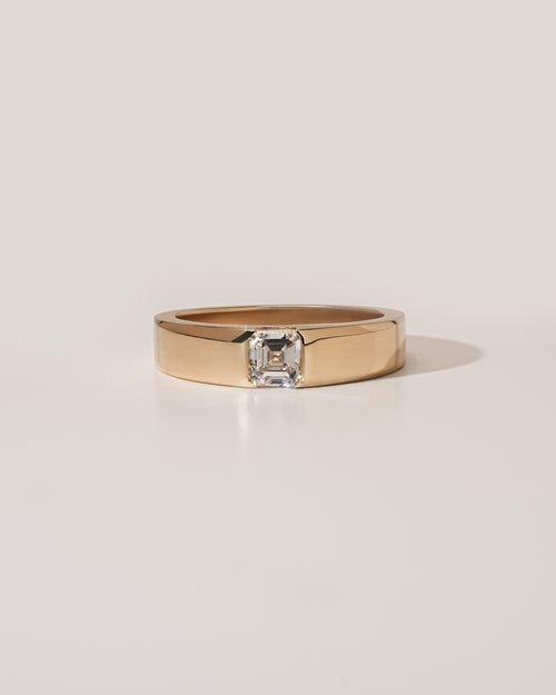 1.00 ct Asscher Cut Flush Set Band Ring Yellow Gold
