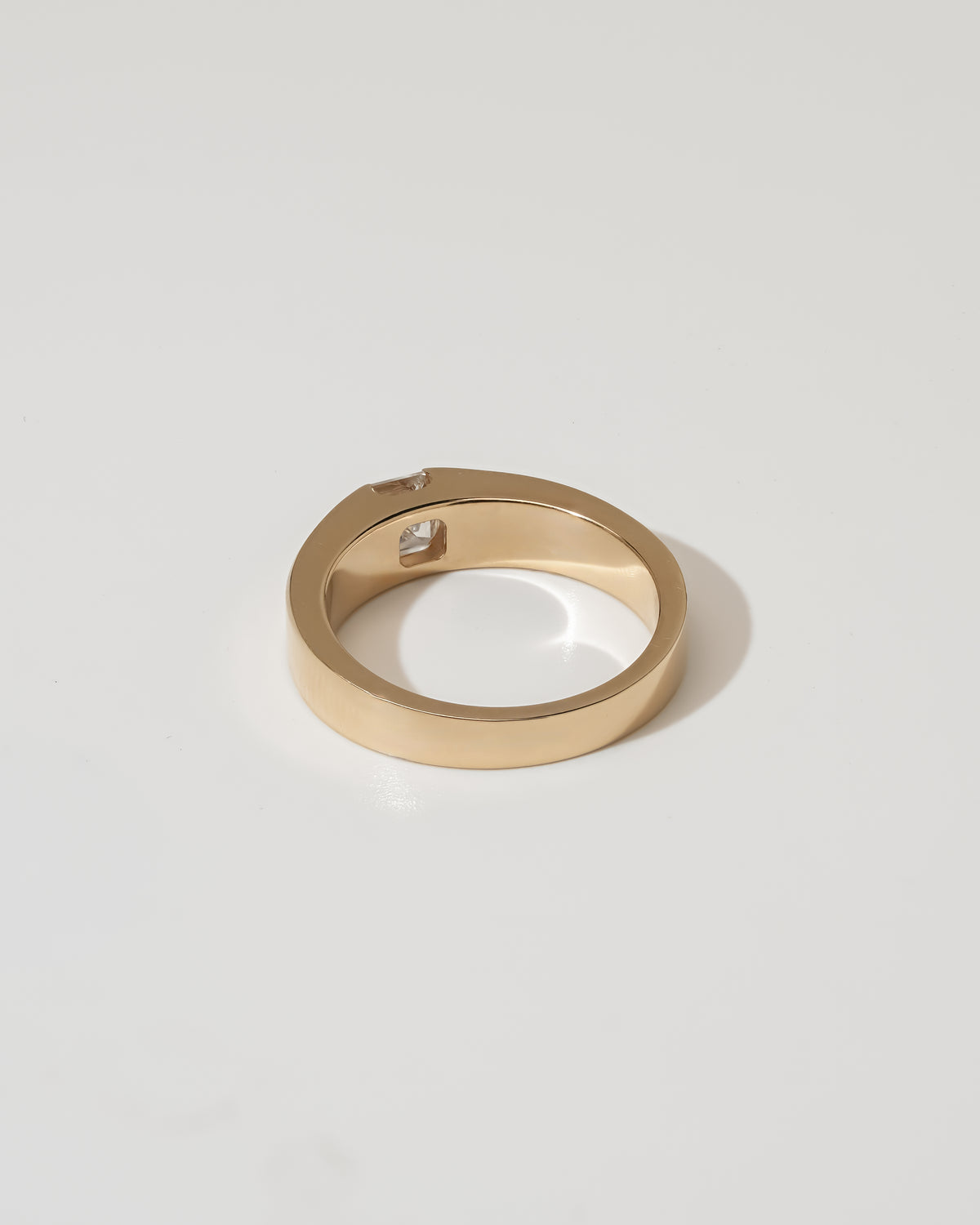 1.00 ct Asscher Cut Flush Set Band Ring Yellow Gold