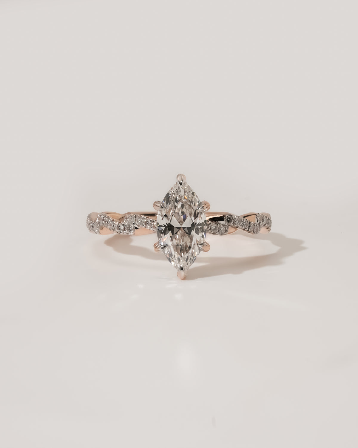 2.00 ct Marquise Diamond Twisted Pavé Ring 1.5ct Rose Gold