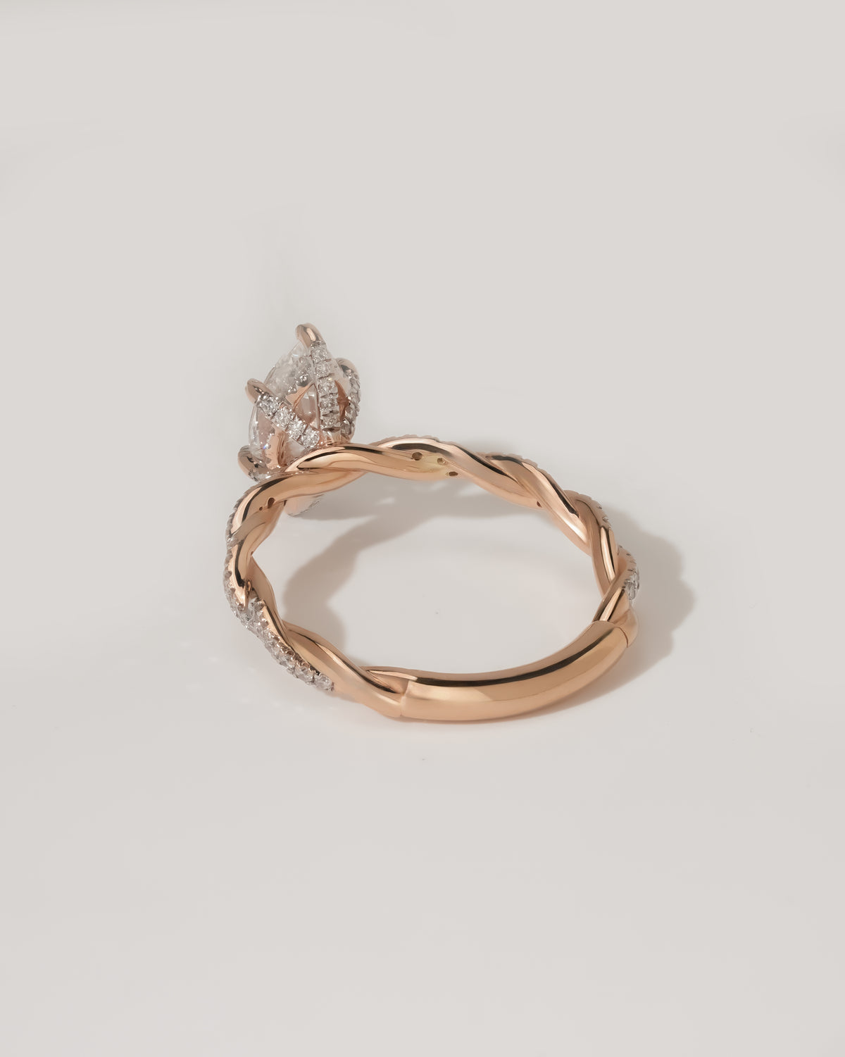 2.00 ct Marquise Diamond Twisted Pavé Ring 1.5ct Rose Gold