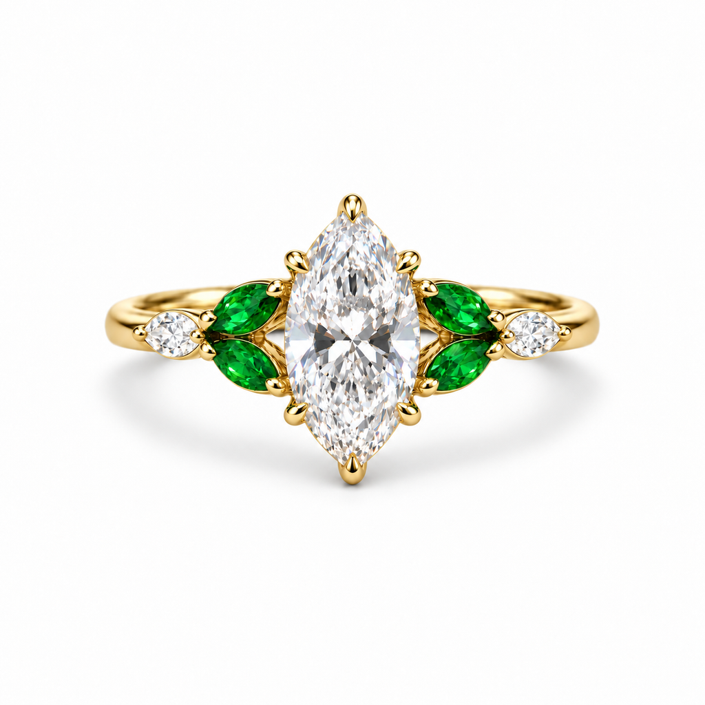 2.00 Ct Marquise Leaf Ring 2ct Yellow Gold