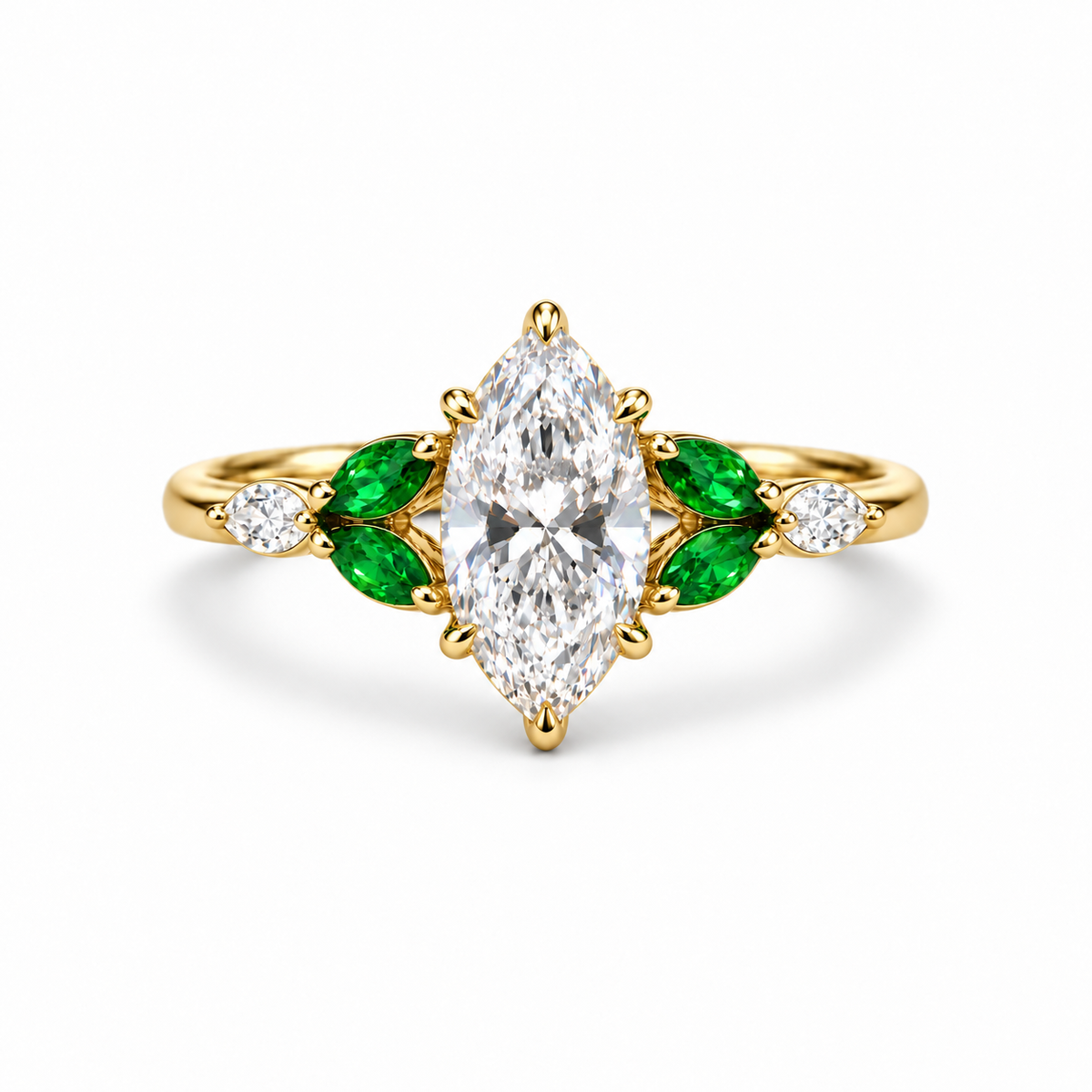 2.00 Ct Marquise Leaf Ring 2ct Yellow Gold