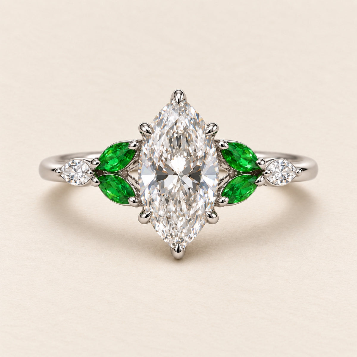 2.00 Ct Marquise Leaf Ring 2ct White Gold