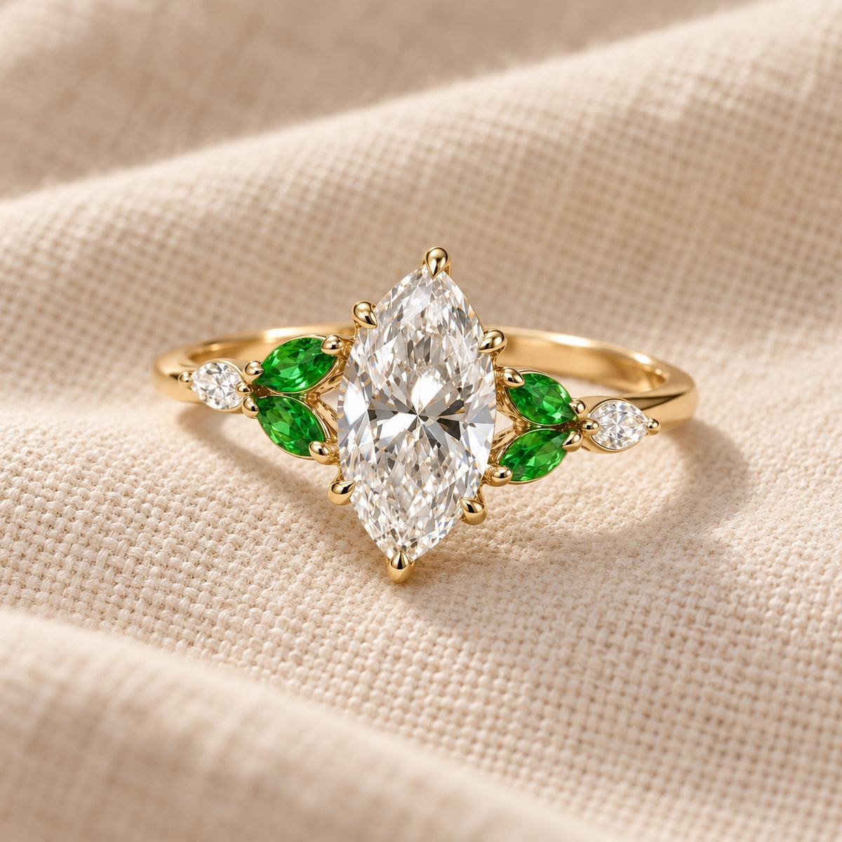 2.00 Ct Marquise Leaf Ring 2ct Yellow Gold