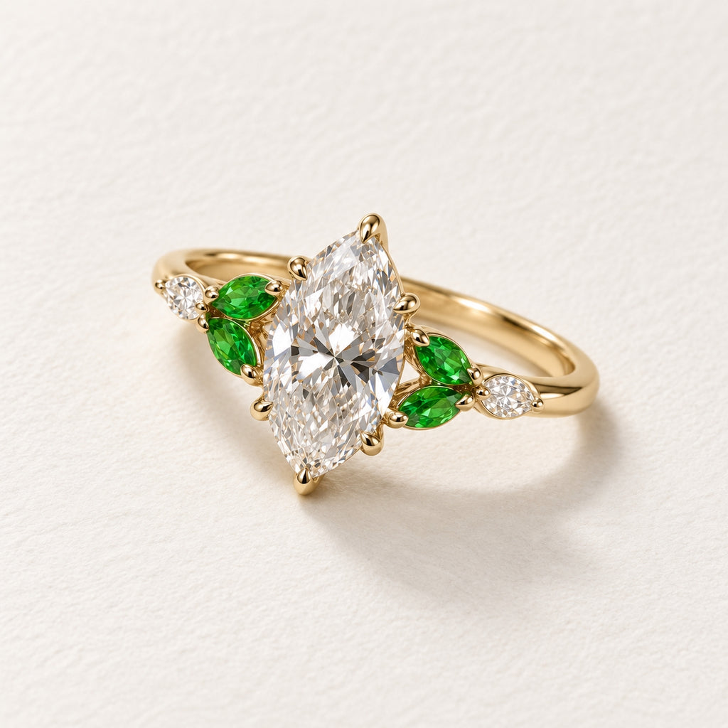 2.00 Ct Marquise Leaf Ring 2ct Yellow Gold