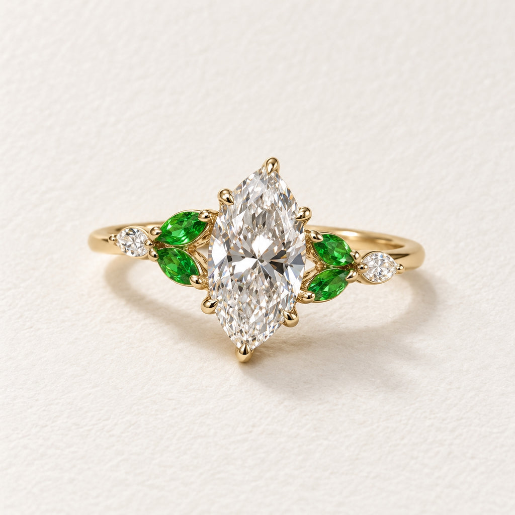 2.00 Ct Marquise Leaf Ring 2ct Yellow Gold