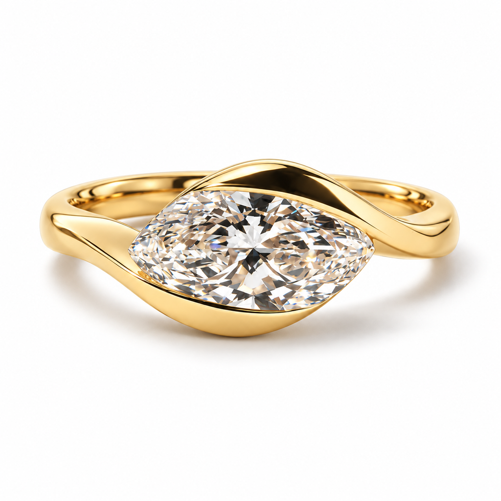 1.00 ct Marquise Embrace Diamond Ring 1ct Yellow Gold