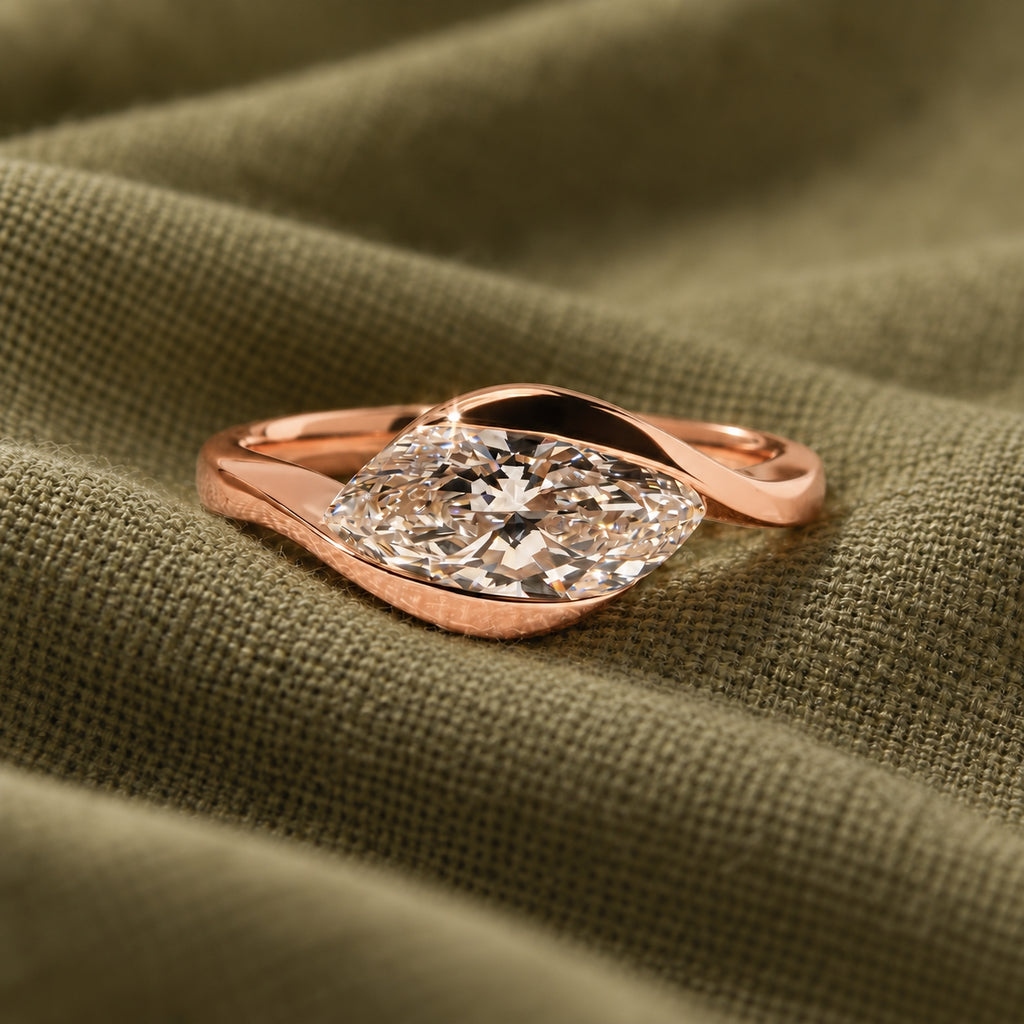 1.00 ct Marquise Embrace Diamond Ring 1ct Rose Gold