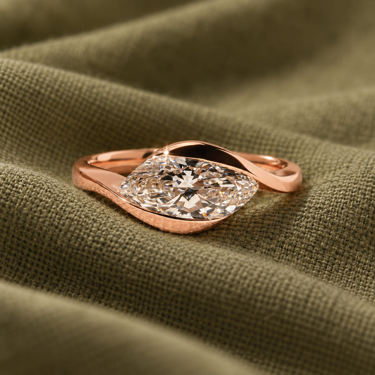1.00 ct Marquise Embrace Diamond Ring 1ct Rose Gold