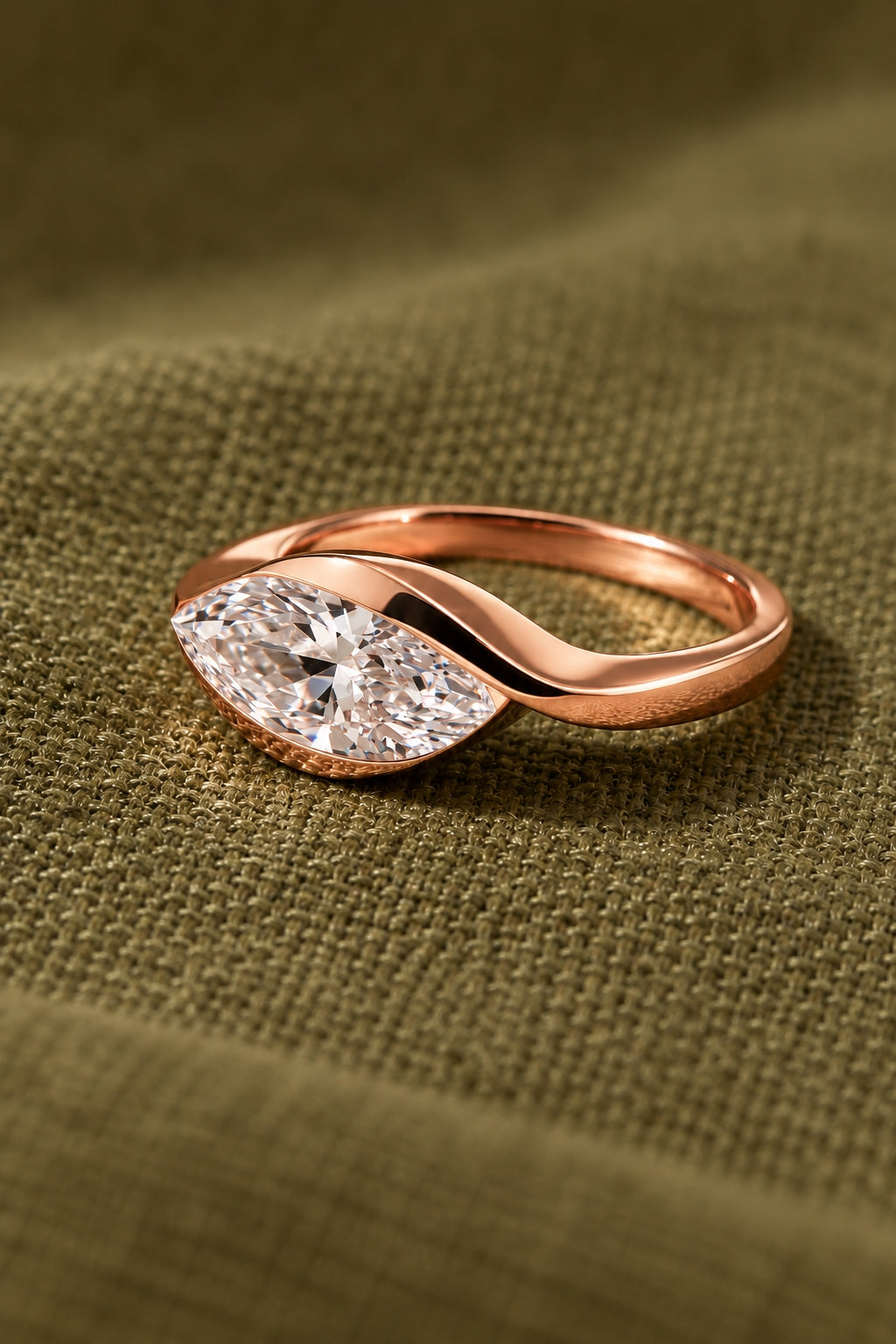 1.00 ct Marquise Embrace Diamond Ring 1ct Rose Gold