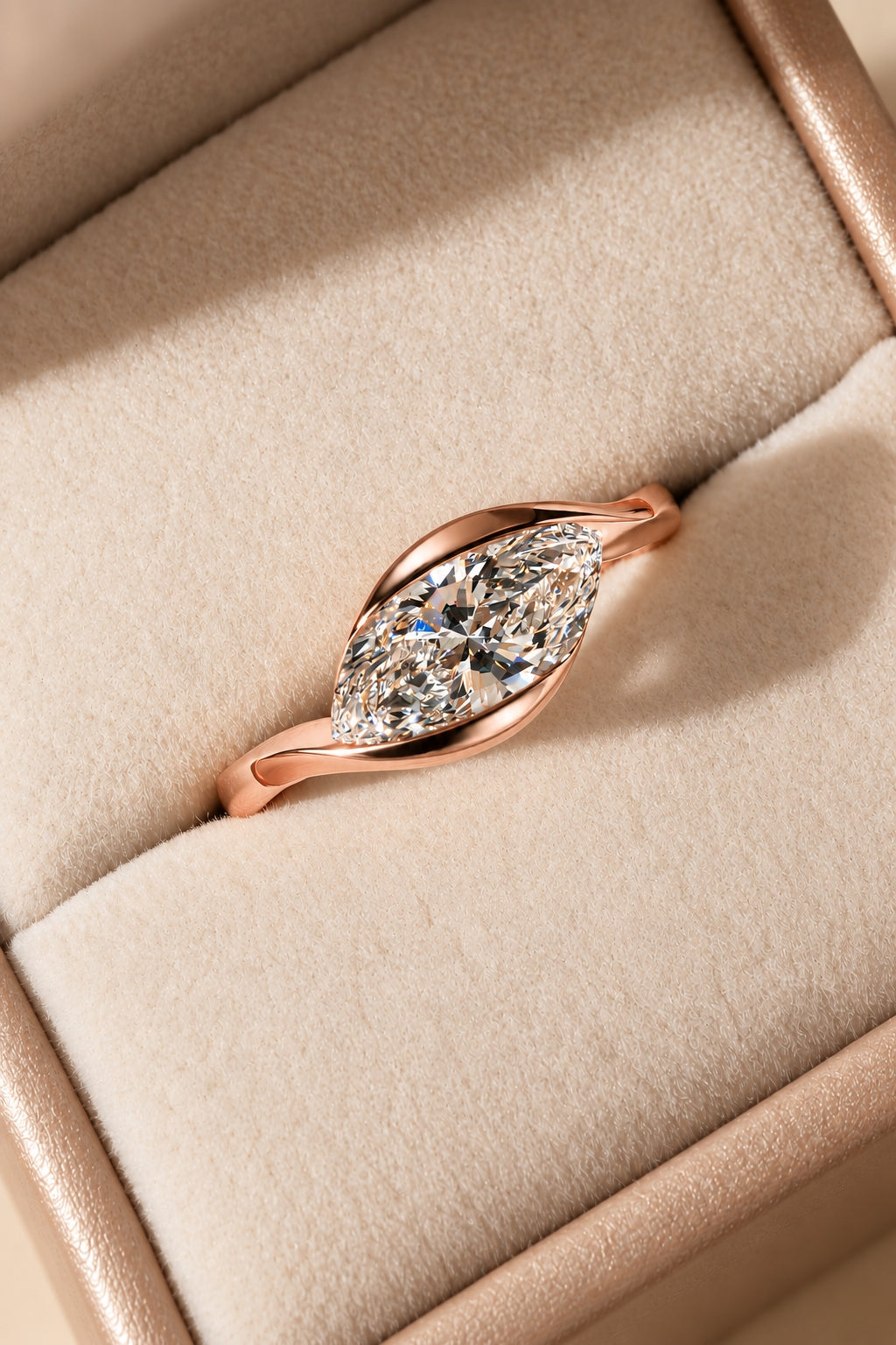 1.00 ct Marquise Embrace Diamond Ring 1ct Rose Gold
