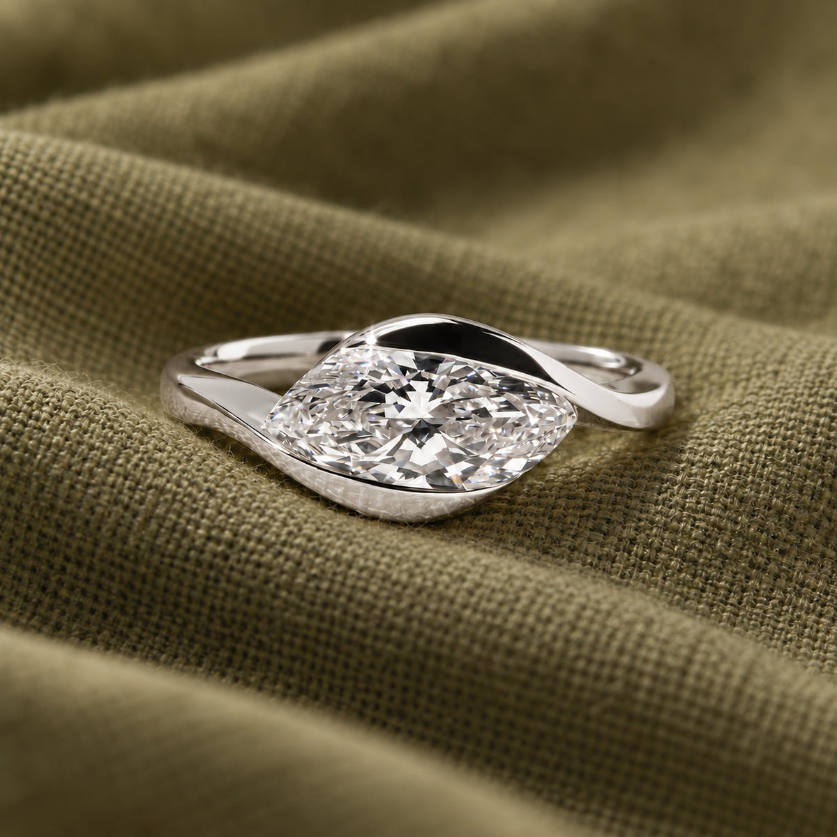 1.00 ct Marquise Embrace Diamond Ring 1ct White Gold