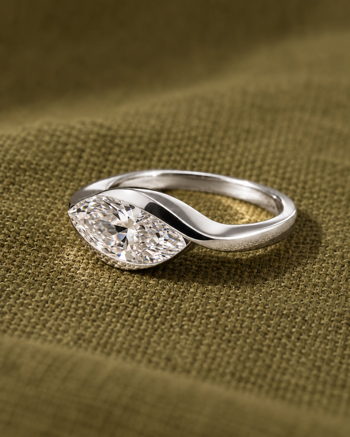 1.00 ct Marquise Embrace Diamond Ring 1ct White Gold