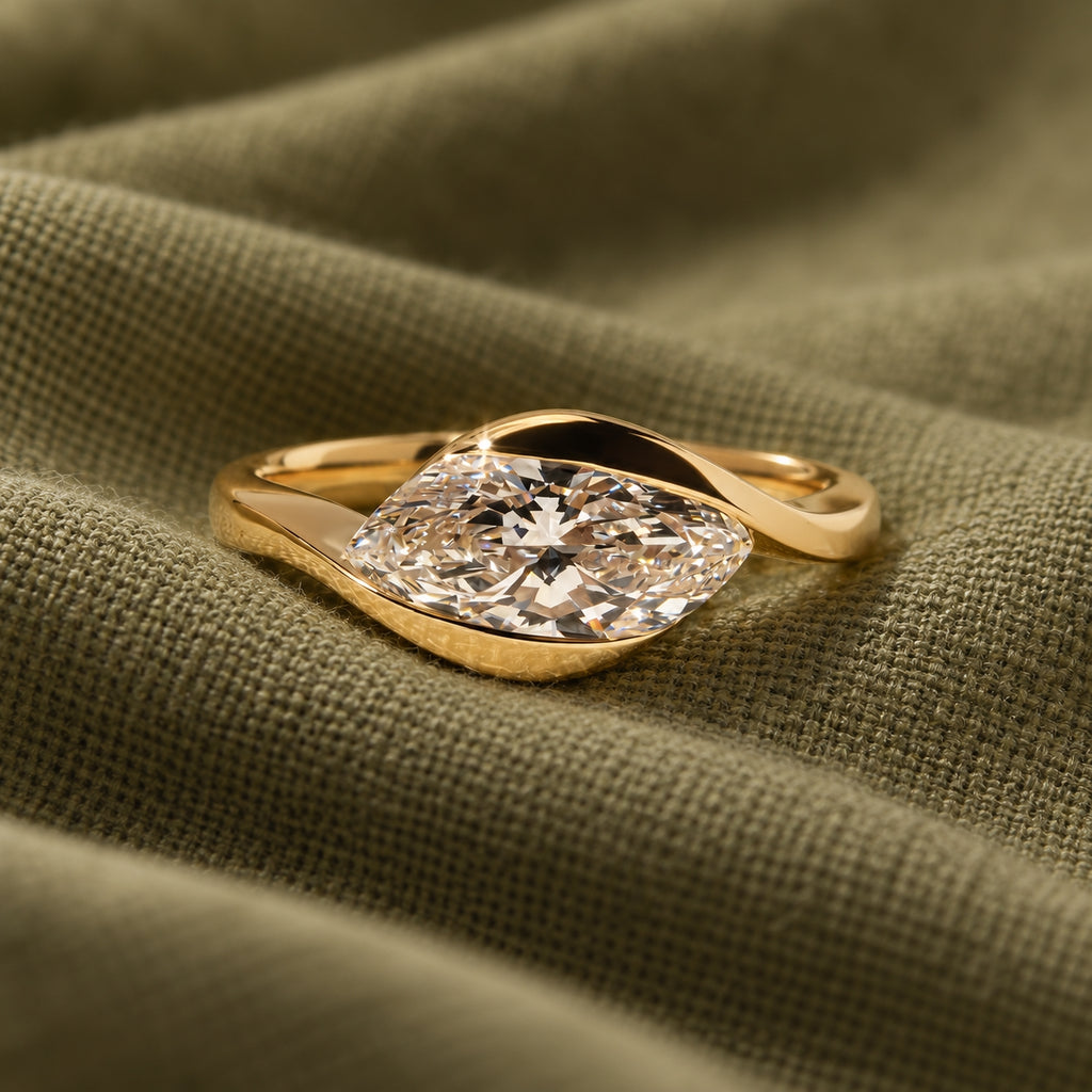 1.00 ct Marquise Embrace Diamond Ring 1ct Yellow Gold