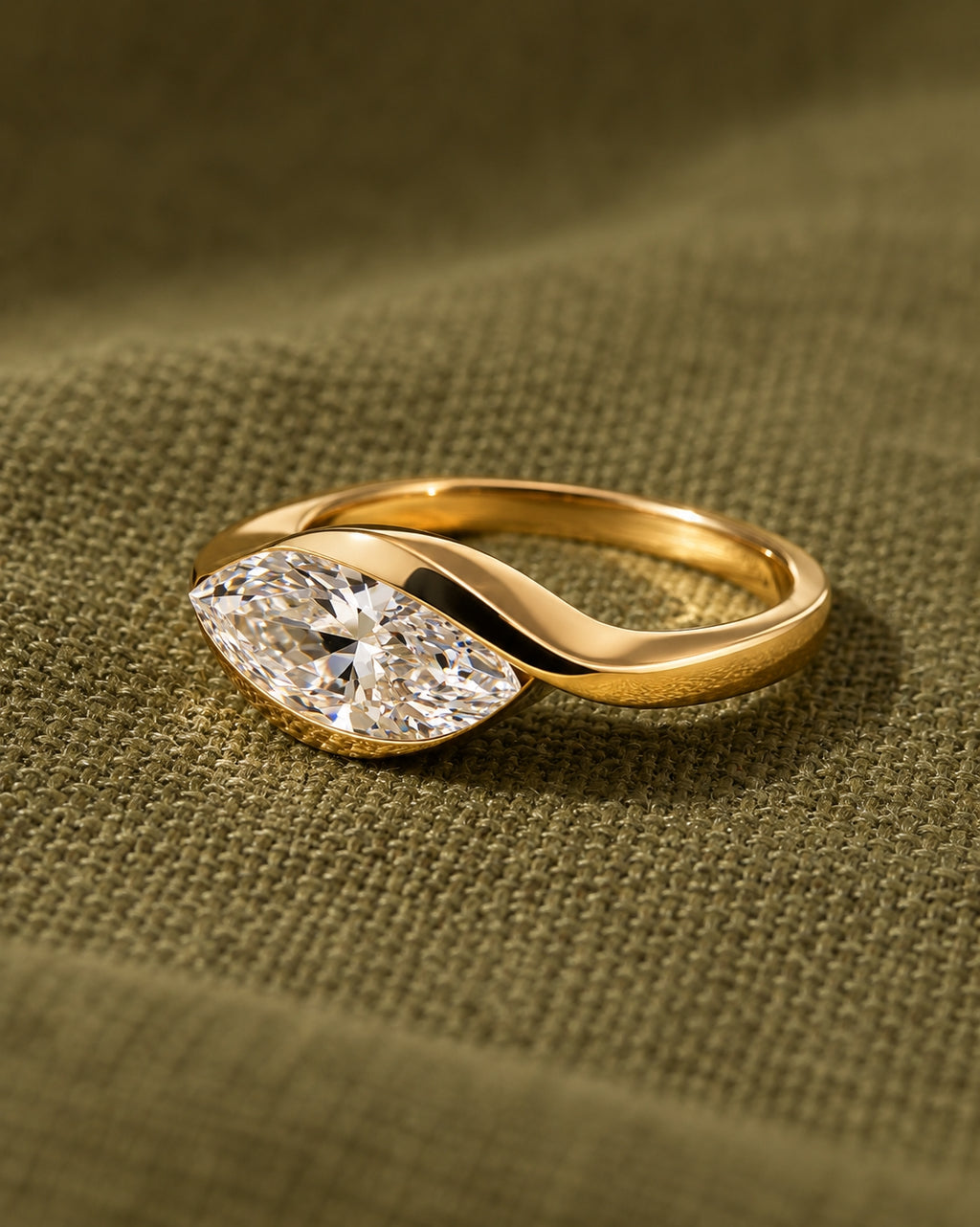 1.00 ct Marquise Embrace Diamond Ring 1ct Yellow Gold