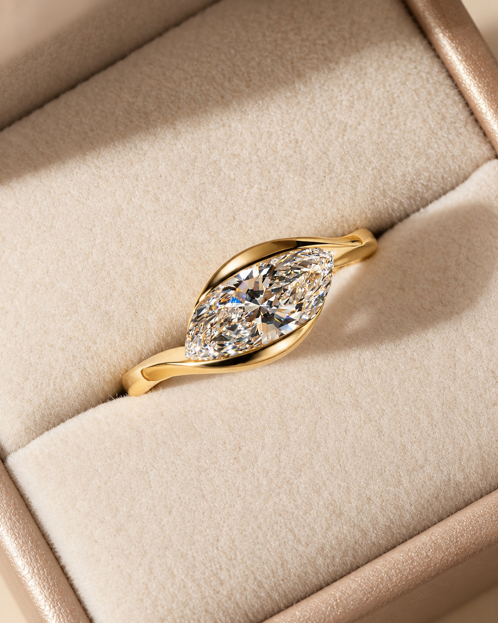 1.00 ct Marquise Embrace Diamond Ring 1ct Yellow Gold