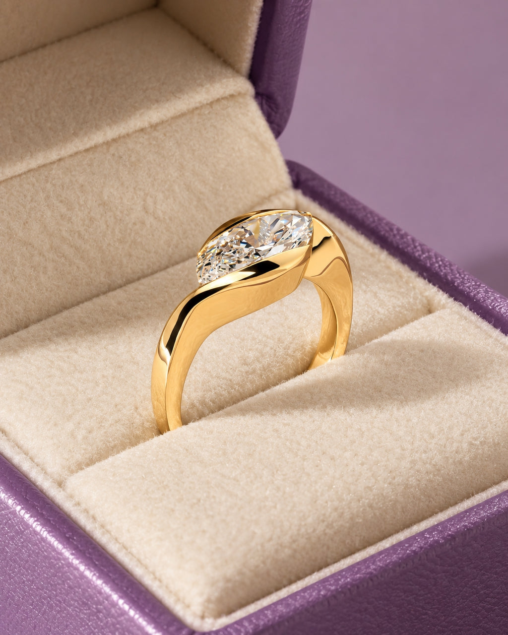 1.00 ct Marquise Embrace Diamond Ring 1ct Yellow Gold