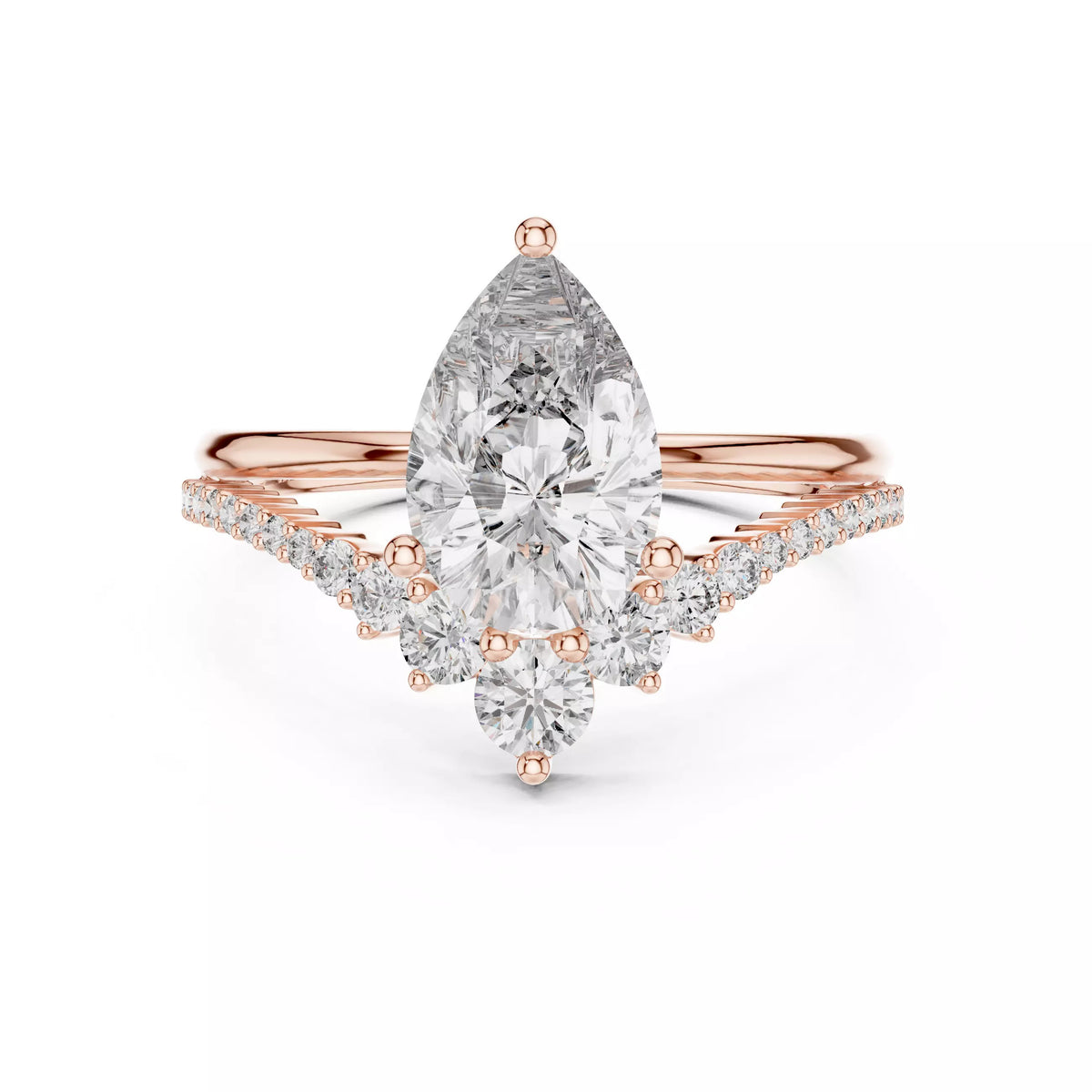 Celeste Pear Diamond Bridal Ring Set 2ct Rose Gold