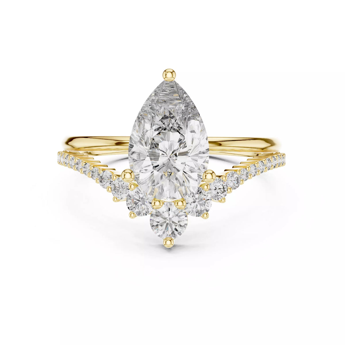 Celeste Pear Diamond Bridal Ring Set 2ct Yellow Gold