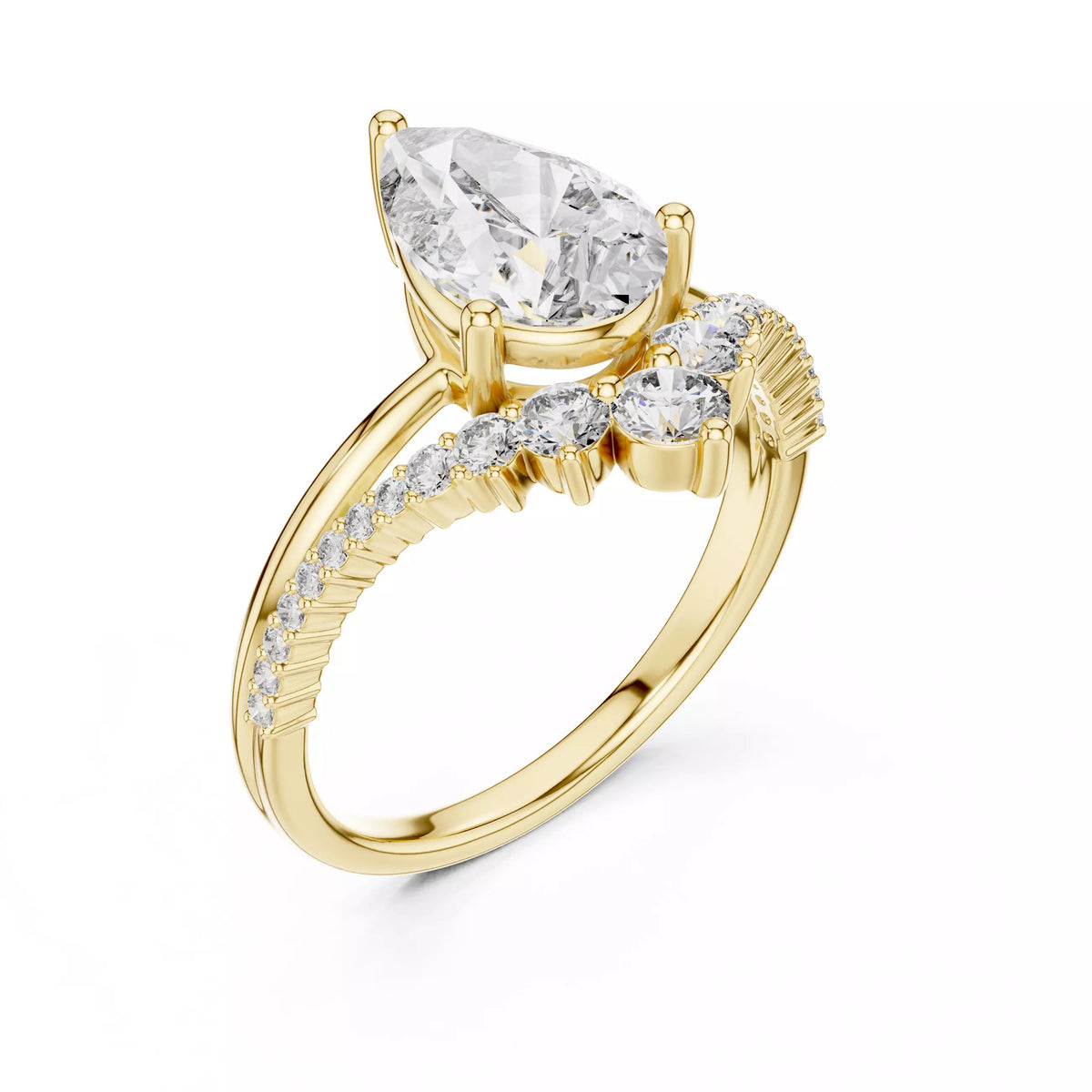 Celeste Pear Diamond Bridal Ring Set 2ct Yellow Gold