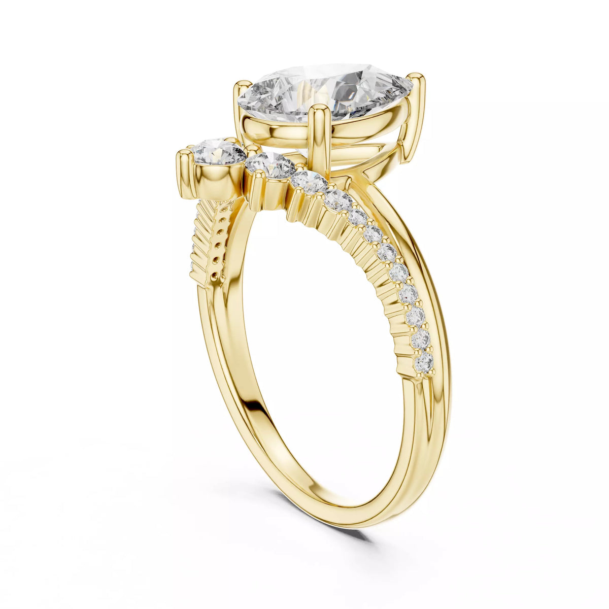 Celeste Pear Diamond Bridal Ring Set 2ct Yellow Gold