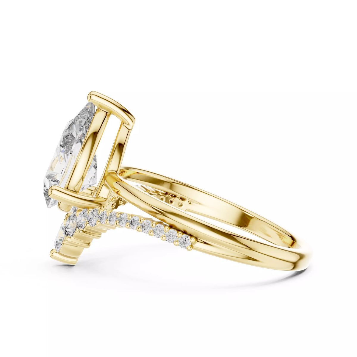Celeste Pear Diamond Bridal Ring Set 2ct Yellow Gold