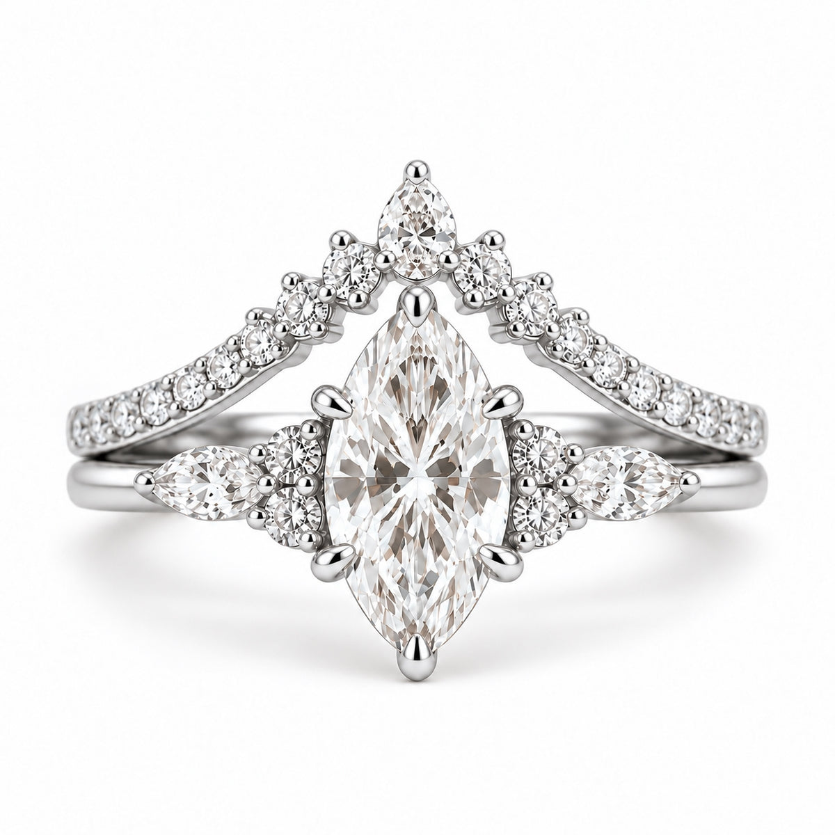 Marquise Diamond Bridal Ring Set 1ct White Gold