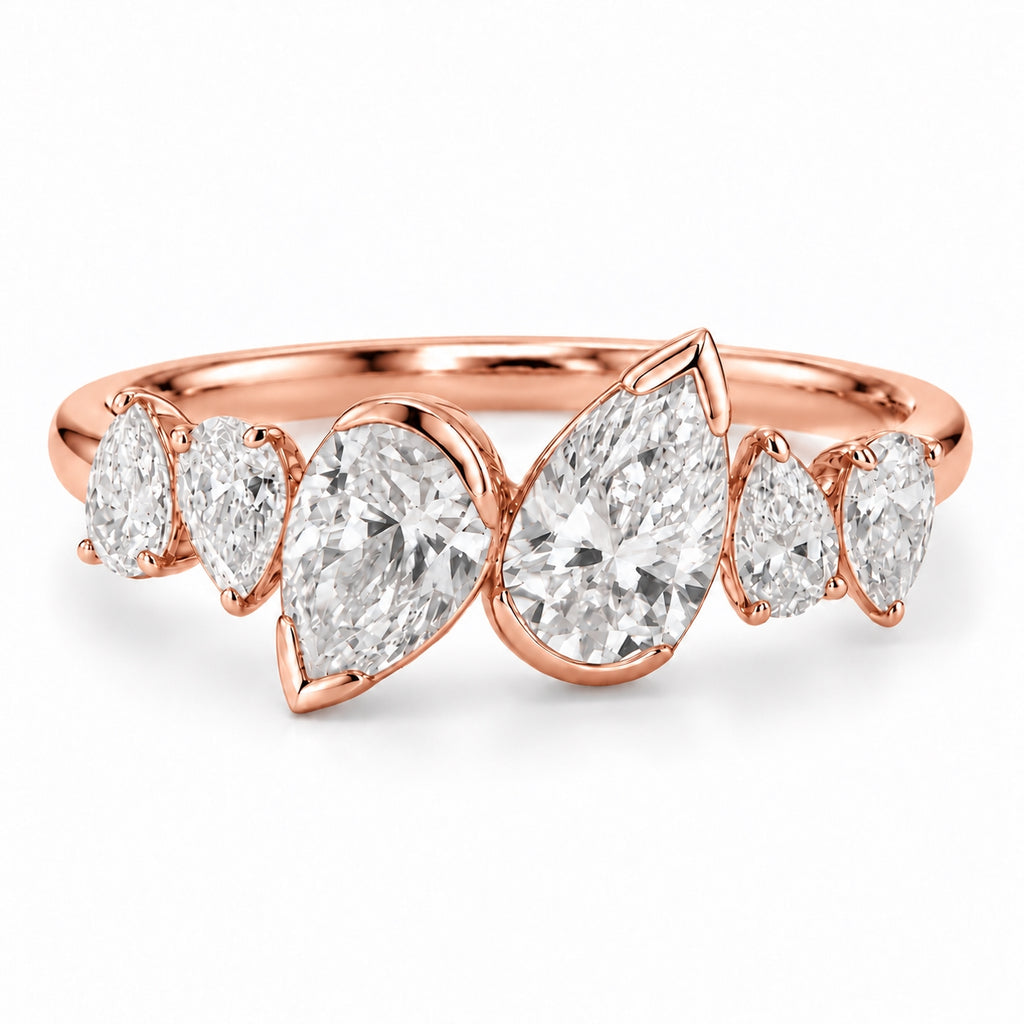 Aurelia Six Pear Lab Grown Diamond Ring 1ct Rose Gold