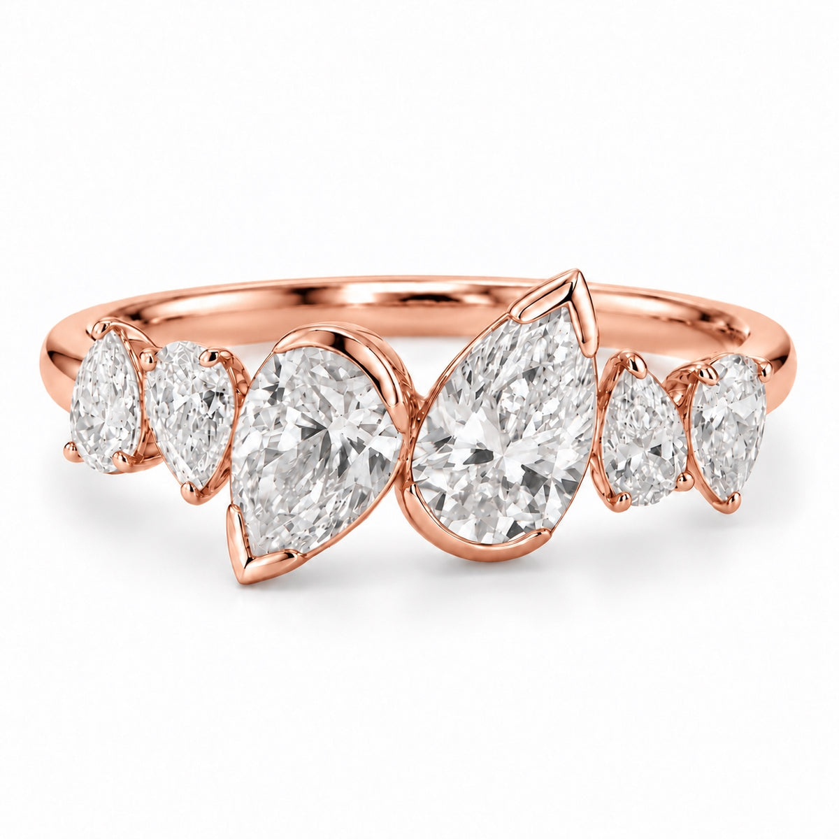 Aurelia Six Pear Lab Grown Diamond Ring 1ct Rose Gold
