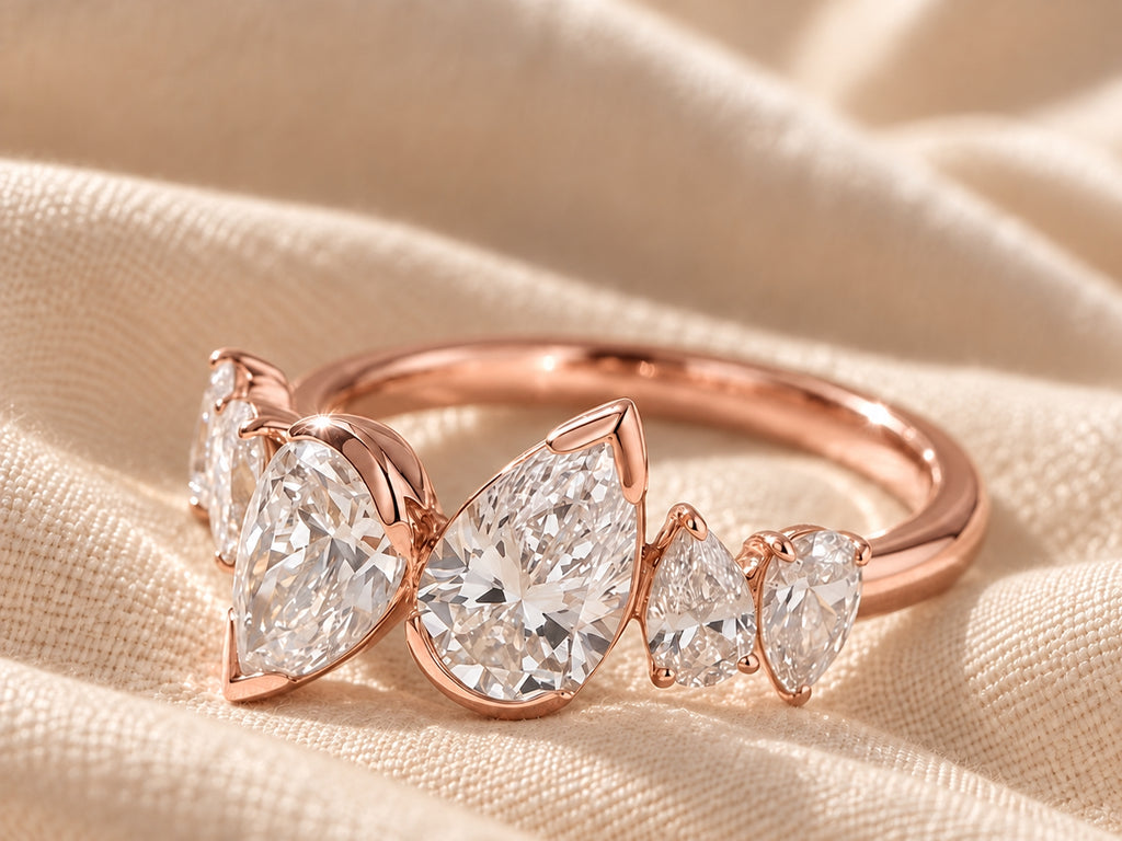 Aurelia Six Pear Lab Grown Diamond Ring 1ct Rose Gold
