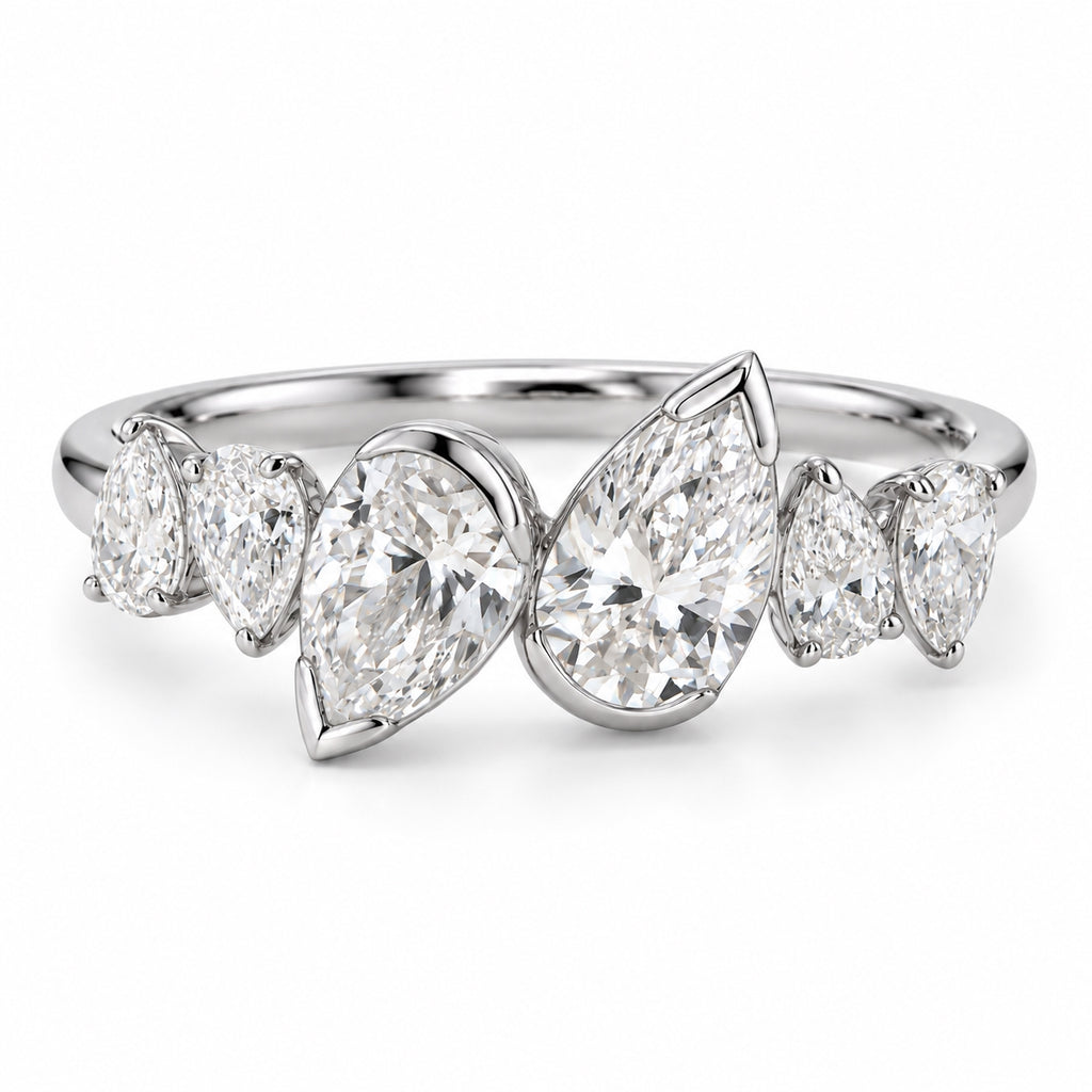 Aurelia Six Pear Lab Grown Diamond Ring 1ct White Gold