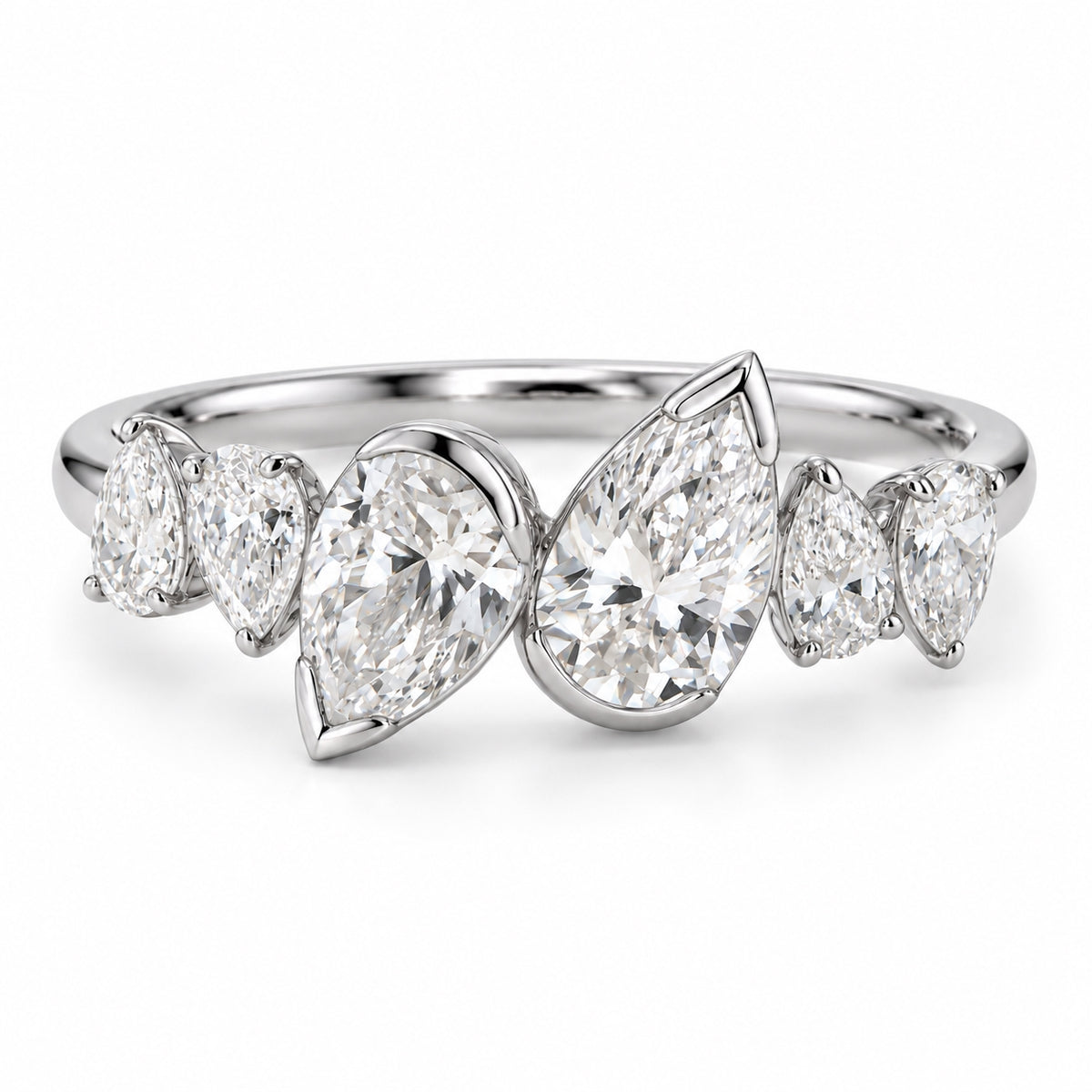 Aurelia Six Pear Lab Grown Diamond Ring 1ct White Gold