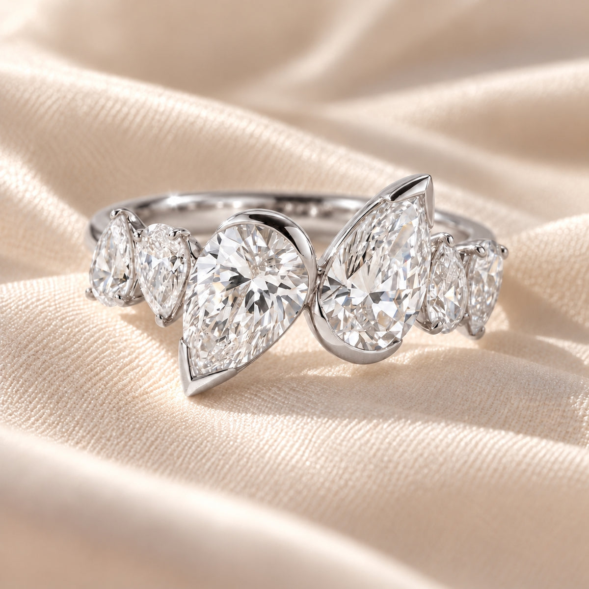 Aurelia Six Pear Lab Grown Diamond Ring 1ct White Gold