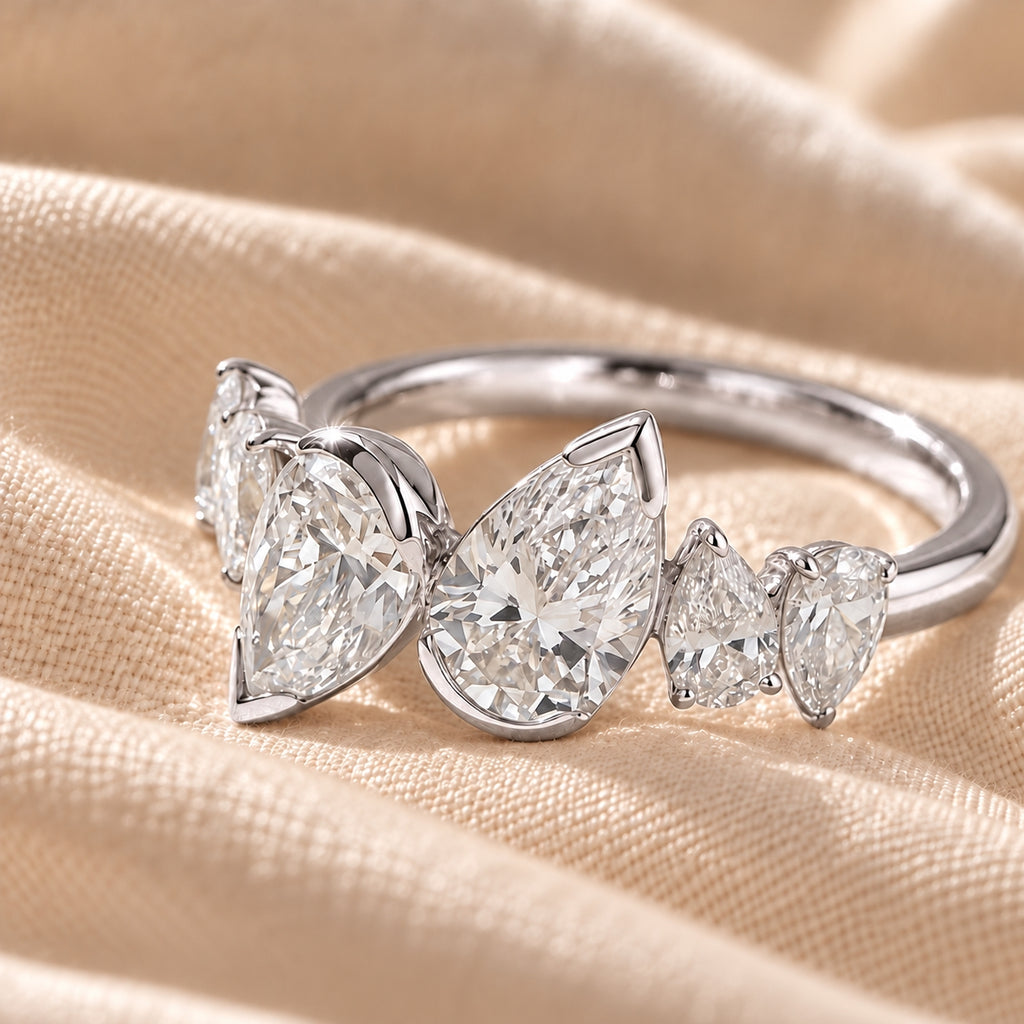Aurelia Six Pear Lab Grown Diamond Ring 1ct White Gold