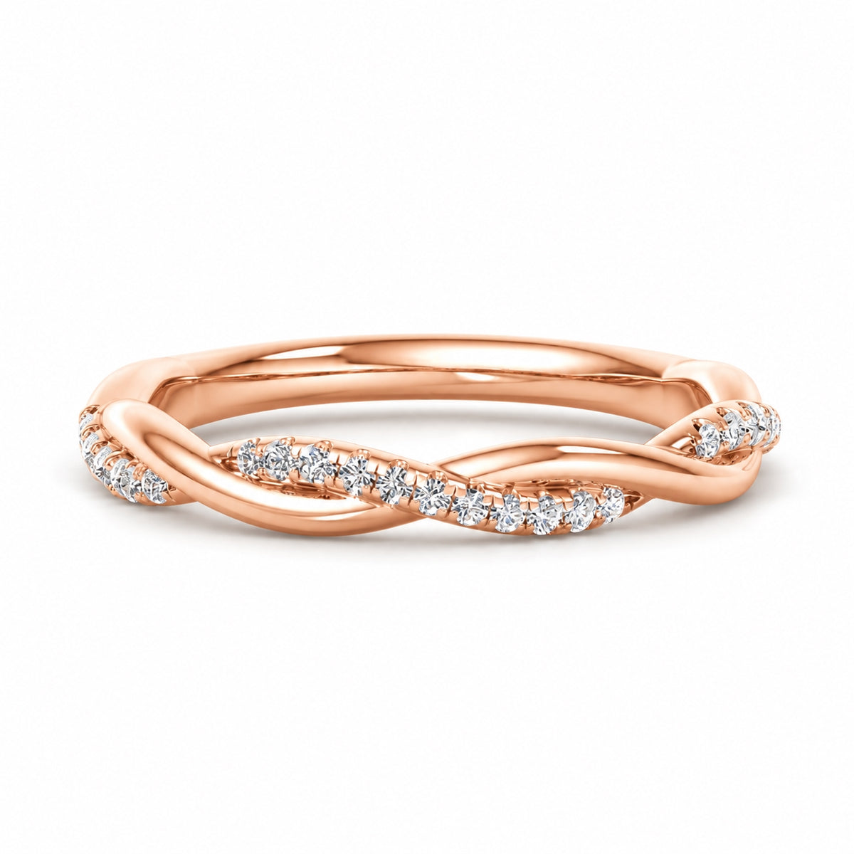 Delicate Twist Lab Grown Diamond Ring Rose Gold