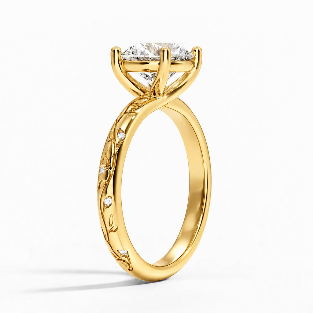 The Enchanted Vine Lab Grown Diamond Engagement Ring Yellow Gold