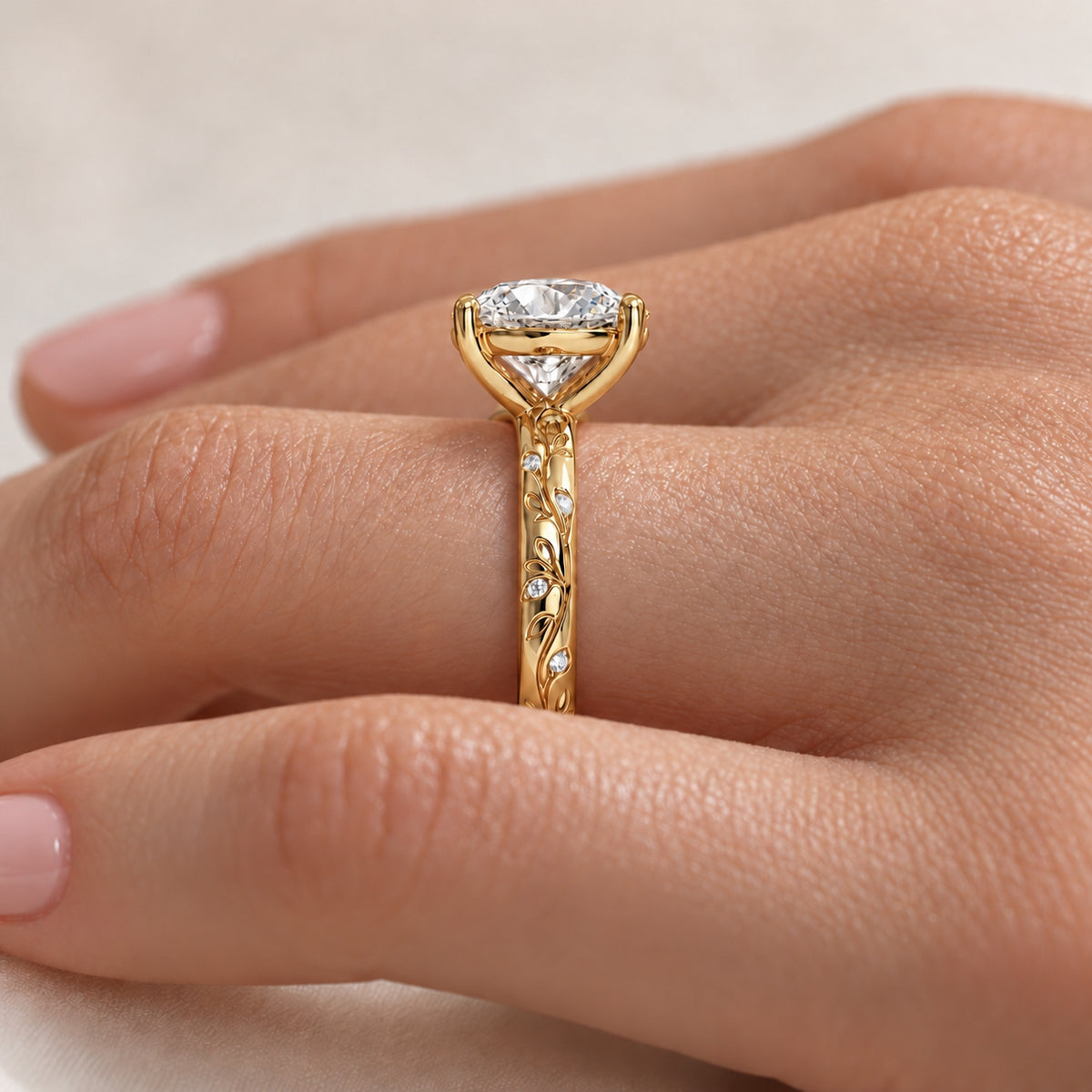 The Enchanted Vine Lab Grown Diamond Engagement Ring Yellow Gold